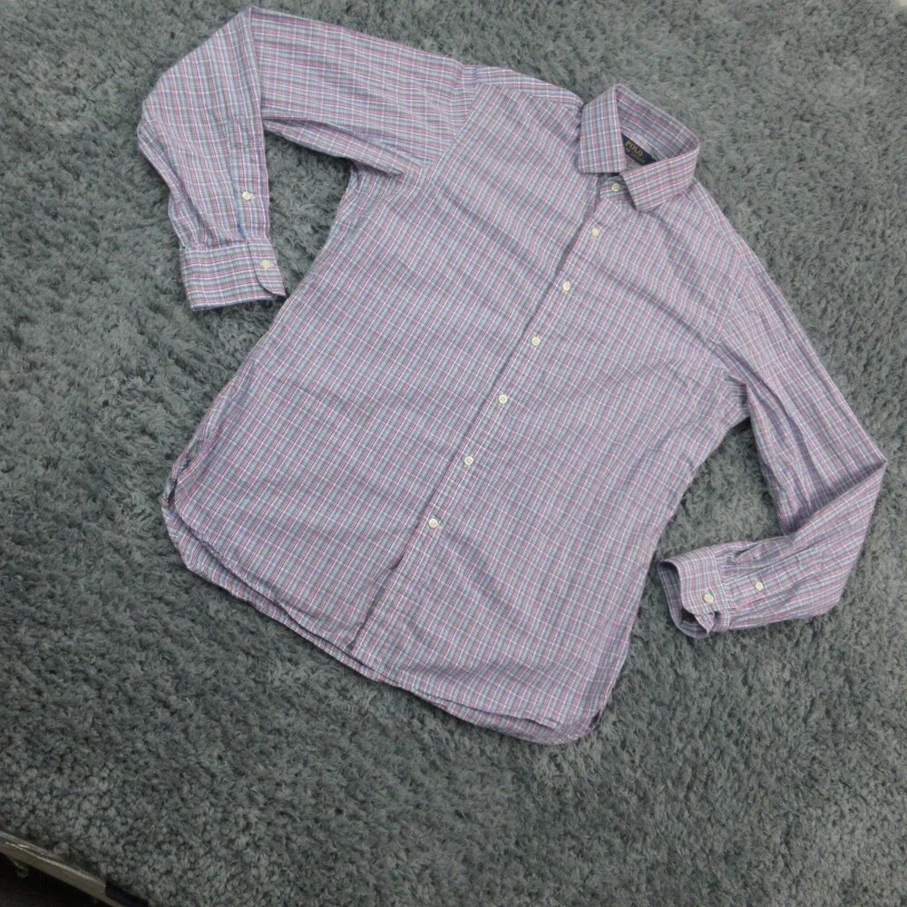 Polo Ralph Lauren Shirt Mens Large 16 Plaid Button Down Classic Dress Shirt